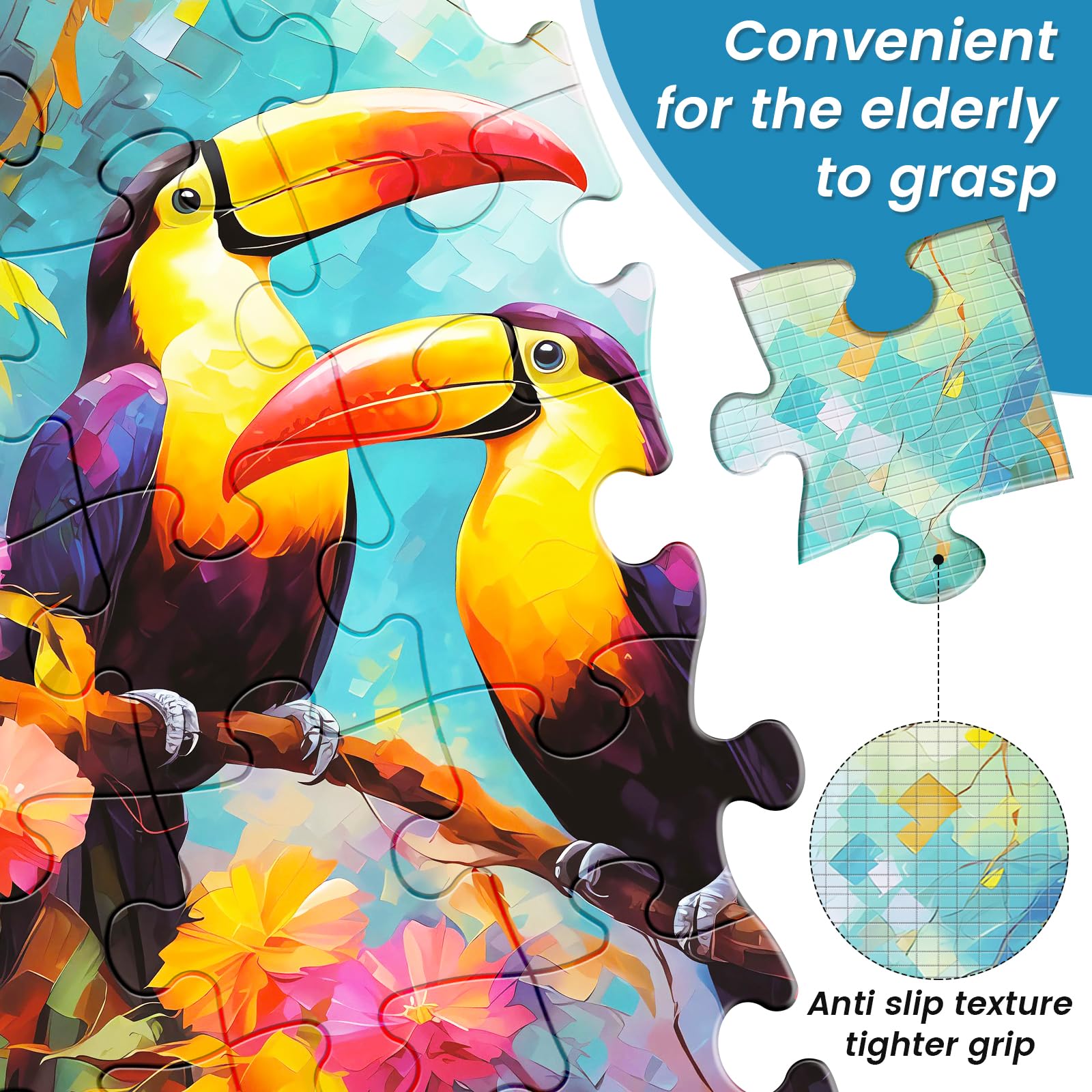 6 Pack 24 Large Piece Puzzle for Seniors Paper Dementia Puzzles for Elderly Adults Easy Puzzle Hummingbird Turtle Dog Panda Jigsaw Puzzle Activities for Elderly Seniors Gift