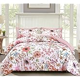 Yiran 7 Pieces Bed in a Bag Comforter Set King Size Pink Colorful Bedding Sets Floral Soft Microfiber Sunflower Botanical Comforter for All Seasons 104"×90"