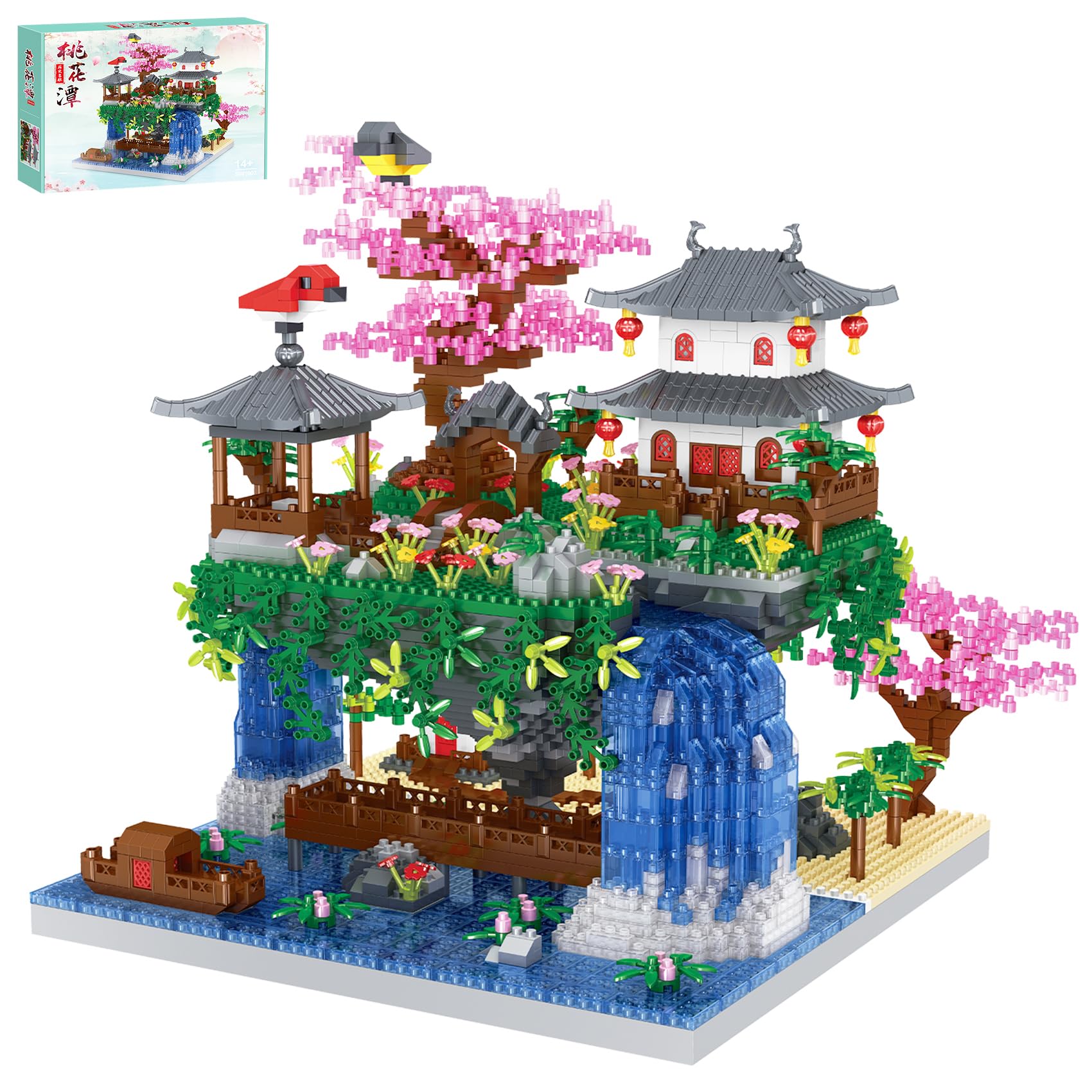 Photo 1 of SAMYBLOCKS 3600PCS Micro Mini Blocks Peach Blossom Pond Bonsai Tree Kit,Traditional Architecture Building Blocks,Exquisite Cherry Bonsai Tree Kit Gift for 14+ Kids Or Adults