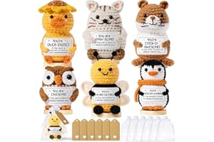 MAYICIVO 6PCS Emotional Support Positive Crochet Animals Inspirational Cheer Gifts for Women, Handmade Crochet Awesome Gift Thank You Birthday Christmas Teacher Appreciation Gifts for Coworker Nurse Mom Friend