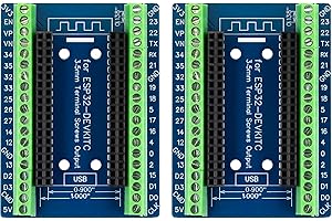 naughtystarts for ESP32 Breakout Board 3.5mm / 0.14" Terminal GPIO Expansion Board for 0.9" / 1.0" Size ESP32 Module ESP-WROOM-32 ESP32-DevKitC (Pack of 2pcs)