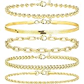 Extra Large Anklets for Women Large Ankle, 14K Real Gold Stack Anklets for Women Waterproof, 10"+2" Adjustable Non Tarnish Large Ankle Bracelets for Women Big Ankles, Ankle Bracelets Set Vacation Jewelry