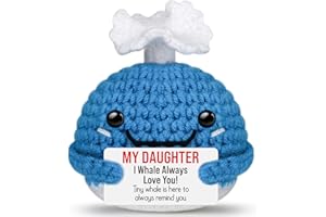 GWHYGIFTS Funny Crochet Whale Daughter Christmas Birthday Gifts,I Whale Love You Daughter Gifts from Dad Mom,Unique Best Gift Ideas for Bonus Step Grown Adult Daughter in Law,Small Cute Handmade Knitted Stuff