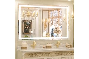 TETOTE LED Mirror for Bathroom 48 x 30 Inch Lighted Mirrors for Wall with Antifog, 3 Colors, Stepless Dimmable(Horizontal/Vertical)