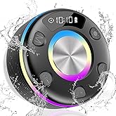 OYIB Bluetooth Shower Speaker, Portable Bluetooth Speaker 360° HD Sound, RGB Lights, IPX7 Waterproof Wireless Speaker with Suction Cup and Mic, Shower Radio for Party/Outdoor/Travel/Gifts/Black