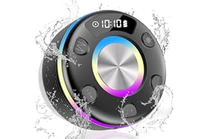 OYIB Bluetooth Shower Speaker, Portable Bluetooth Speaker 360° HD Sound, RGB Lights, IPX7 Waterproof Wireless Speaker with Suction Cup and Mic, Shower Radio for Party/Outdoor/Travel/Gifts/Black