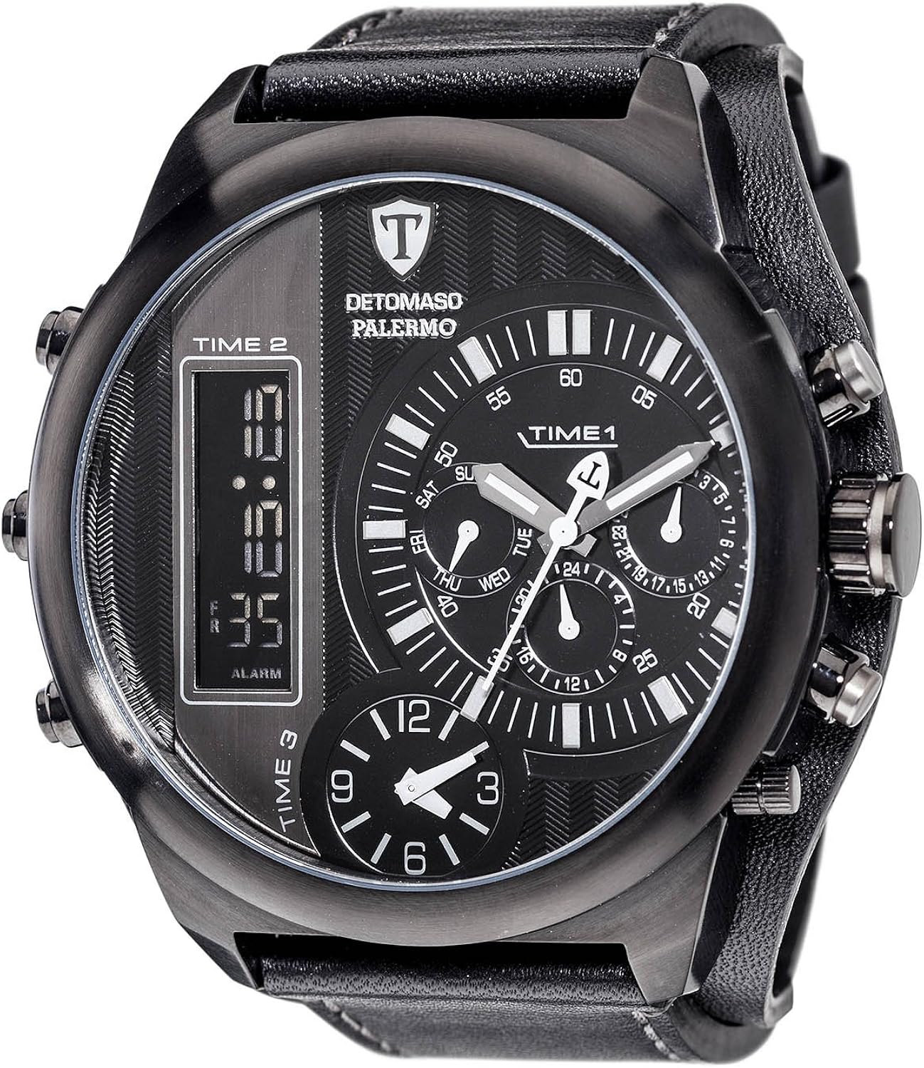 DETOMASO Men's Palermo Quartz Watch with Black Dial Analogue Digital