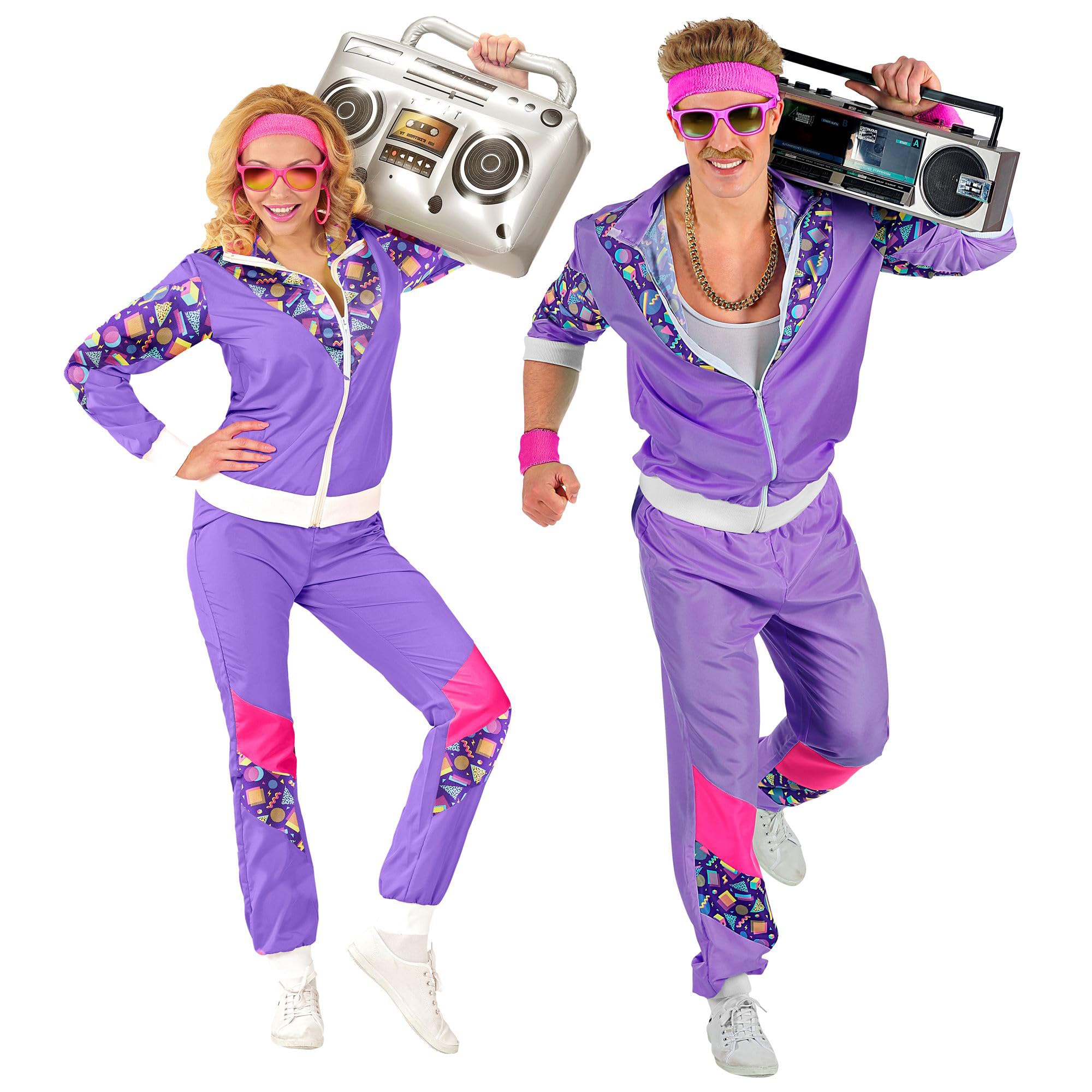 W WIDMANN MILANO Party Fashion - Costume Tracksuit, 80s Outfit, Jogging Suit, Bad Taste Outfit, Fancy Dress Costumes