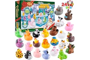 JOYIN 24 Days Christmas Advent Calendar 2024, Rubber Ducks for Boys Girls Kids and Toddlers,Christmas Party Favor Xmas Gifts, Halloween Rubber Ducky Bath Toys, Kids Xmas Fun Ducks,Christmas Countdown