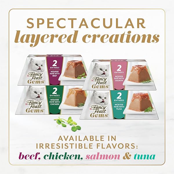 FANCY FEAST GEMS PATE CAT FOOD MOUSSE AND A HALO OF SAVORY GRAVY WET CAT FOOD VARIETY PACK – (PACK OF 12) 4 OZ. BOXES