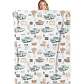 MIEPOS Vintage Car Throw Blanket,50x60in,Soft,Lightweight Flannel,Retro 1950s Classic Cars Neon Signs Nostalgic Diner Icons Blankets - Gifts for Kids Girls,for Couch Office Home Living Room Decor