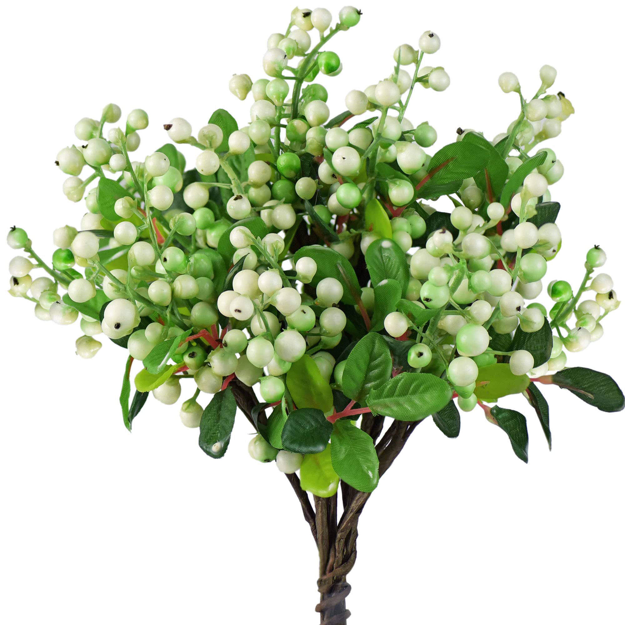 FiveSeasonStuff Artificial Flowers Real Touch Green Berries Bouquet 10 Stems | for Wedding Home Christmas Shop Wedding Office Party Restaurant Décor | DIY Floral Arrangement Decorations 25cm