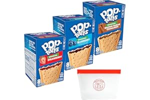 Unfrosted Pop Tarts Variety Bundle. Comes with Strawberry, Blueberry, Brown Sugar Cinnamon Snack Pack plus a Snack Mode Reusable Snack Pouch. Ideal for On-the-Go Treats & Quick Snacks.