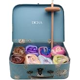 DICHA 3 Inch Drop Spindle Kit- High Low Whorl Wooden Spindles with 5.6 Oz Merino Wool/Top and Instructions-Weaving Spinning Wheels for Beginners-All in A Gift Box-Perfect Spinner Gifts（MC）