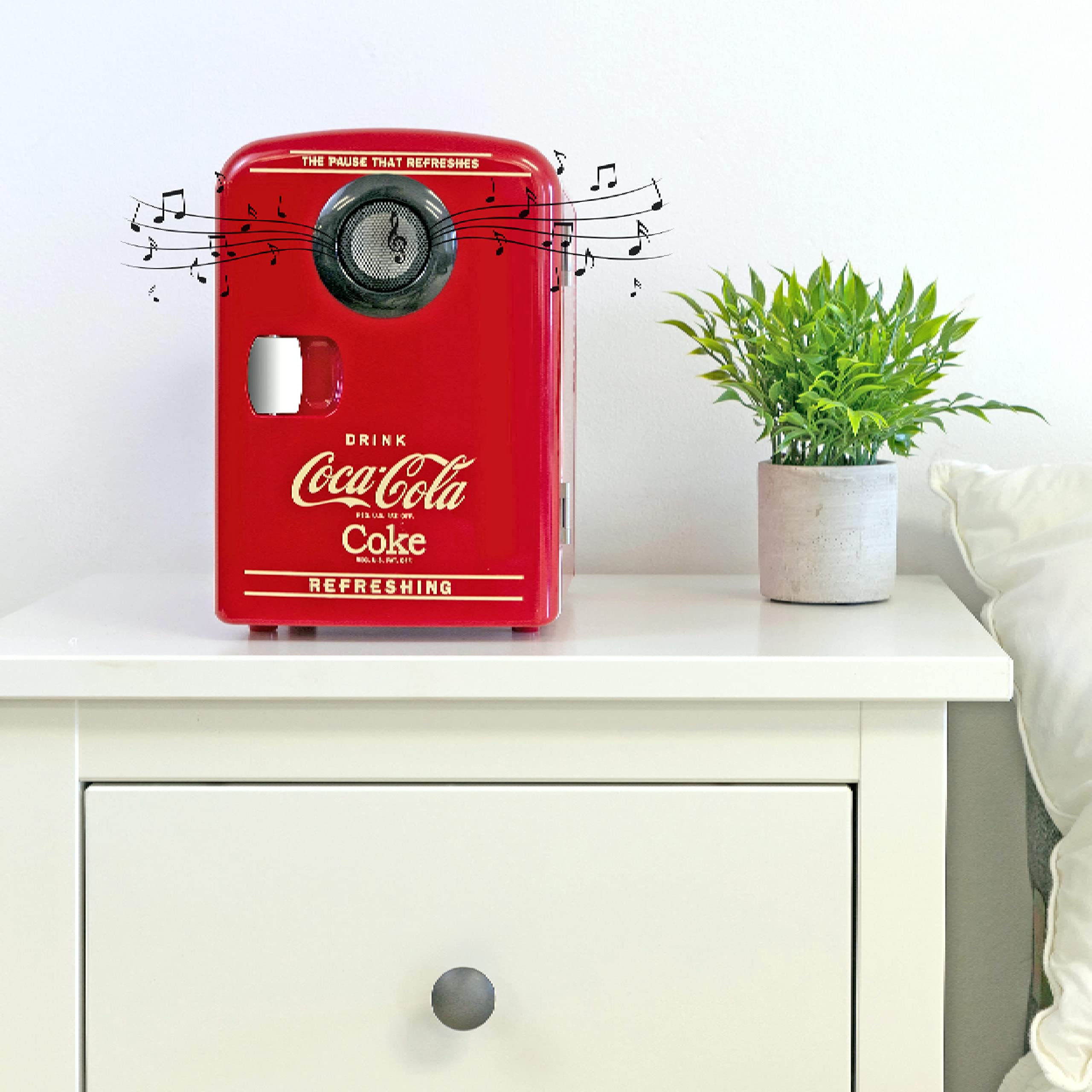 Koolatron Mini Fridge Bluetooth - Portable Small Cooler for Bedroom Office Makeup Compact Beverage Chiller for Drink Soda Wine Use In Car Dorm Patio 6 Can