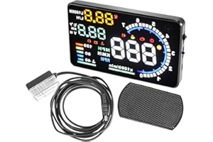 X AUTOHAUX 5.5 Inch HUD Head Up Display Speedometer 5-Color Windshield Screen Display Universal Digital Speedometer Speeding 