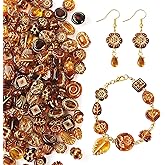 Beadthoven 100G Assorted Vintage Acrylic Beads Transparent Flower Leaf Acrylic Bead Gold Plating Bohemia Aesthetic Spacers Imitated Czech Beads for Jewelry Making Bracelet Necklace DIY Crafts Brown