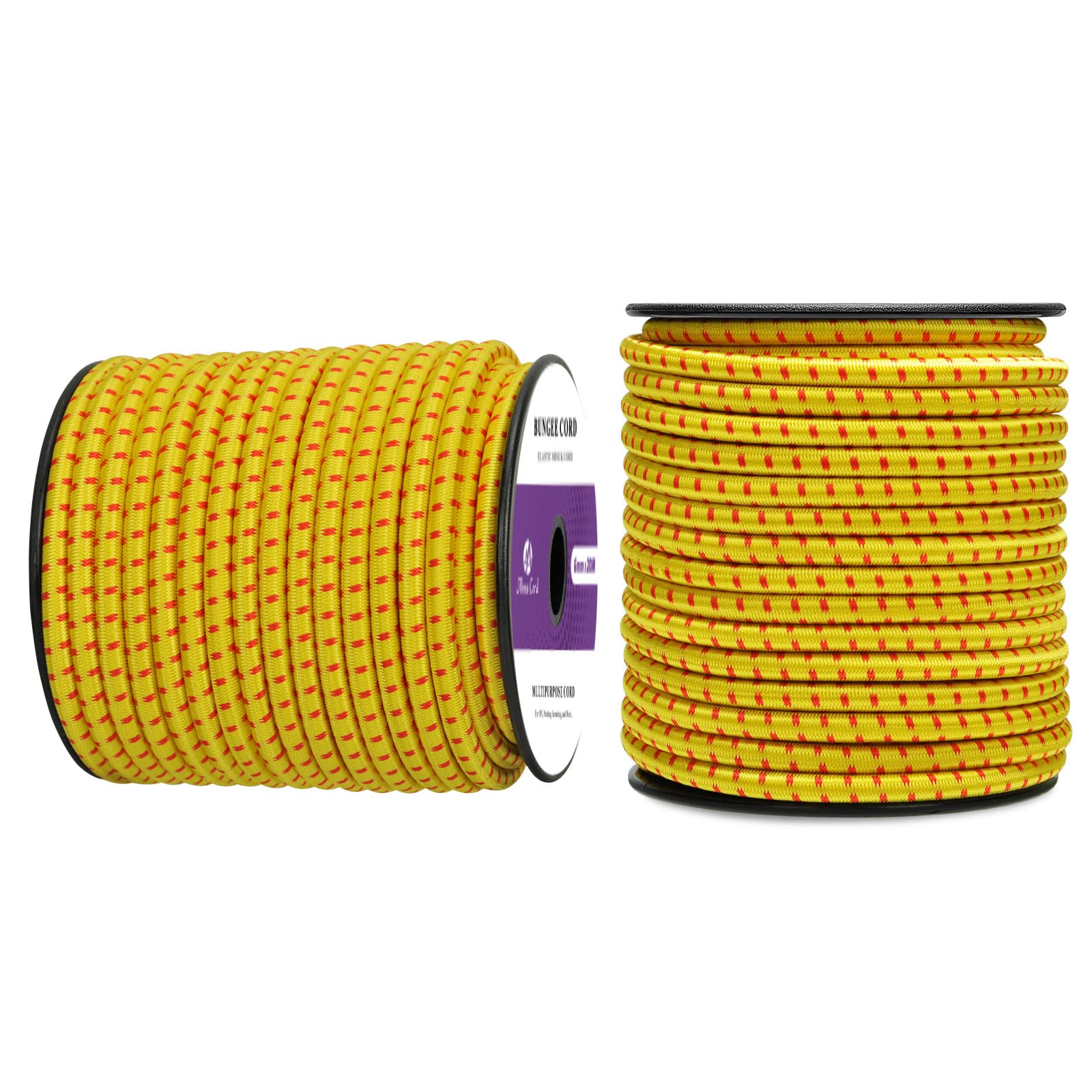 Abma Cord Bungee Cord 6mm 20M Elastic Shock Cord 100% Stretch Elastic Bungee Rope for Tarpaulin, Trailer, Backpack, Tent Pole, Kayak - Yellow&Red — image 1