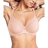 BRABIC Minimizer Bras for Women Full Coverage Plus Size Floral Lace Bra with Underwire Support for Large Bust