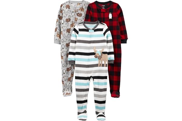 Simple Joys by Carter's baby-boys 3-pack Loose Fit Flame Resistant Fleece Footed PajamasSleepers