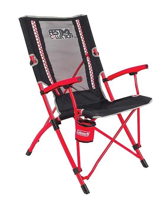 Coleman Faltstuhl Bungee Chair mit Stahlgestell Zum Relaxen, Gestell in Verschiedenen Farben, Armlehnen und Getränkehalter, T