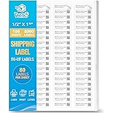 Shop4Mailers 80-Up White Permanent Self Adhesive Shipping Labels ½” x 1 ¾" Easy Peel Stickers for Laser & Inkjet Printers ~ 100 Sheets, 8000 Labels