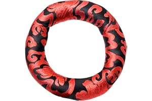 KARMA CRAFTER Silk Brocade Cushion Pillow for Tibetan Singing Bowl Handmade in Nepal Round Cushion for Sound Bowls (6 Inches, BlackRed)