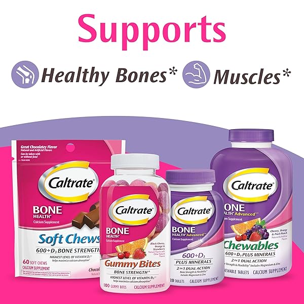 CALTRATE CHEWABLES 600 +D3 PLUS MINERALS CALCIUM AND VITAMIN D, SUGAR FREE, CHERRY, ORANGE AND FRUIT PUNCH, 155 COUNT