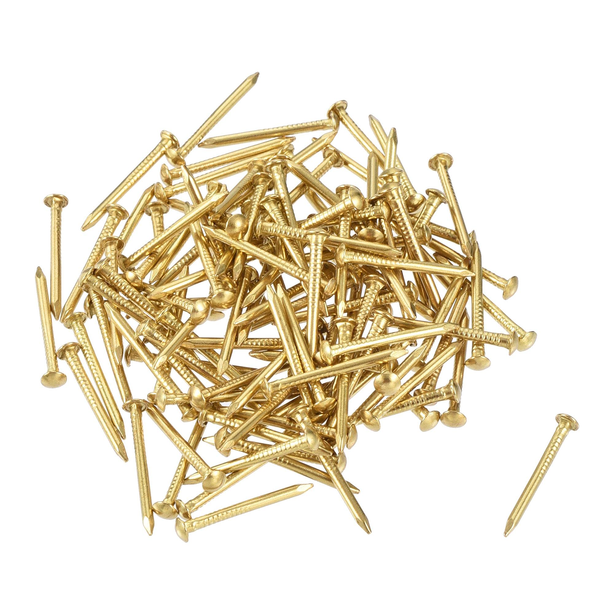 sourcing map Small Tiny Hardware Brass Nails 1.2mmx15mm(DXL) for DIY Wooden Boxes Accessories 120pcs