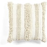 Lush Decor Wilbur Tufted Cotton Decorative Throw Pillow Cover, 20" W x 20" L, Ivory - Square Pillow Cover - Throw Pillows For Bed, Couch, Or Chair