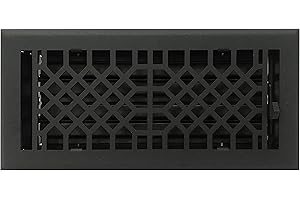 Empire Register Co, Vent Cover - 4x10 inch, Antique Style Design, Textured Black Finish, Heavy Duty Floor Vent Covers, Metal Damper Attached. Vent Covers for Home Floor only.