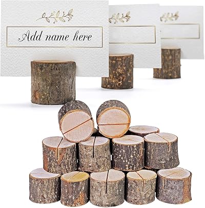 THE TWIDDLERS 50 Wooden Table Card Holders Rustic Pine Stand