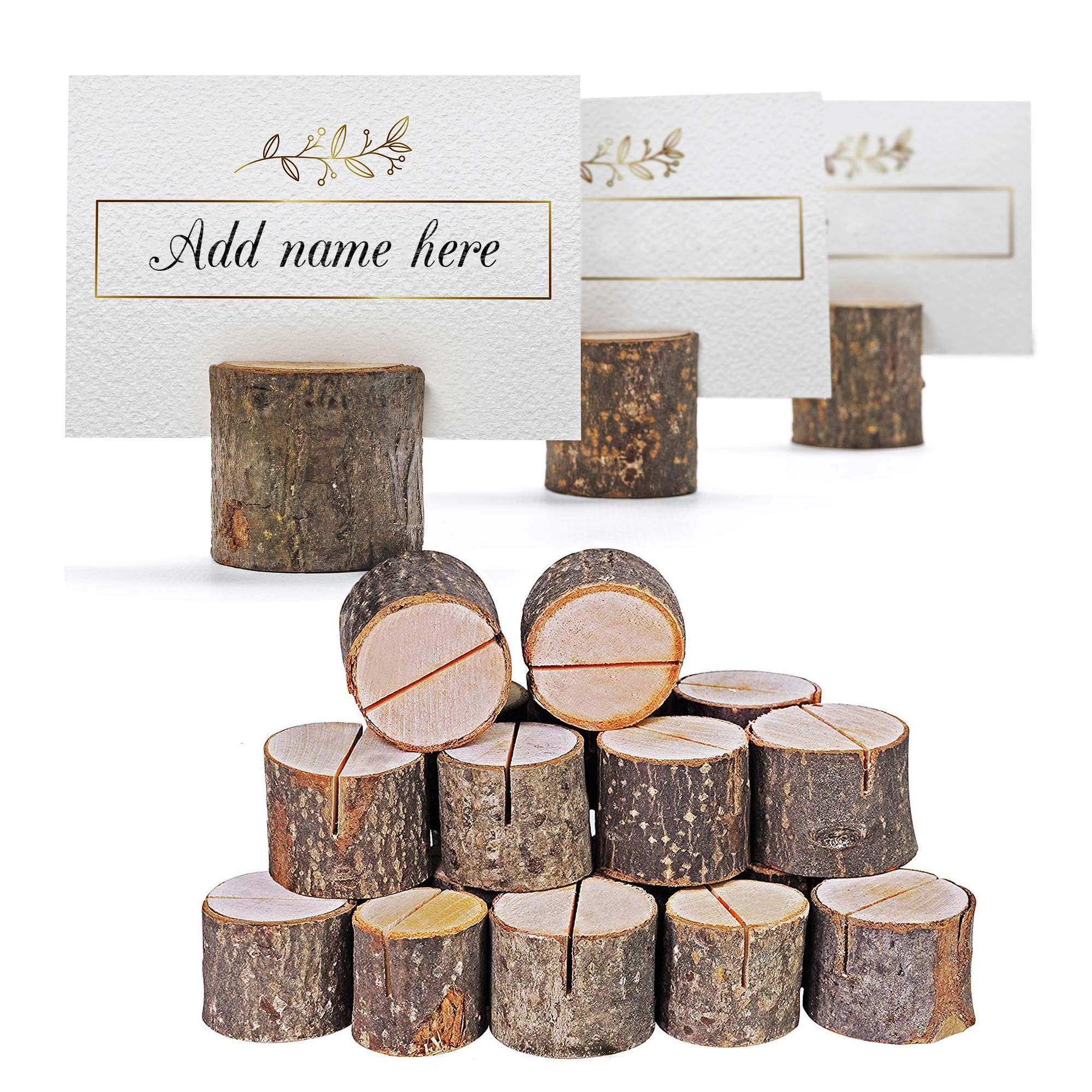 THE TWIDDLERS 50 Pine Wood Rustic Table Place Card Name Holders for Weddings & Events - Menu & Photo Holders for Events, Card Stand Name & Number Holders - 3cm