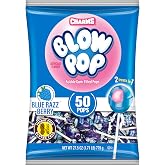 Charms Blow Pop Single Flavor Bag, Blue Raspberry, 50 Count (Pack of 1) | Individually Wrapped, Dual Candy and Gum Suckers, Bulk Treats for Kids and Adults, Peanut Free, Kosher, Gluten Free