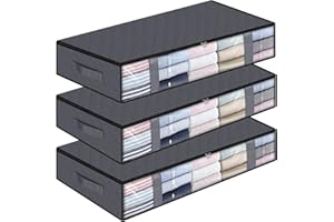 StorageRight Storage Bags, Clothes Storage, Under bed Storage Containers, Large Capacity Storage Bins, Foldable Storage Organizers For Clothes and Bedding - 75L/3 Pack/Grey