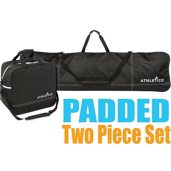ATHLETICO PADDED TWO-PIECE SNOWBOARD AND BOOT BAG COMBO | STORE & TRANSPORT SNOWBOARD UP TO 165 CM AND BOOTS UP TO SIZE 13 | INCLUDES 1 PADDED SNOWBOARD BAG & 1 PADDED BOOT BAG (BLACK)