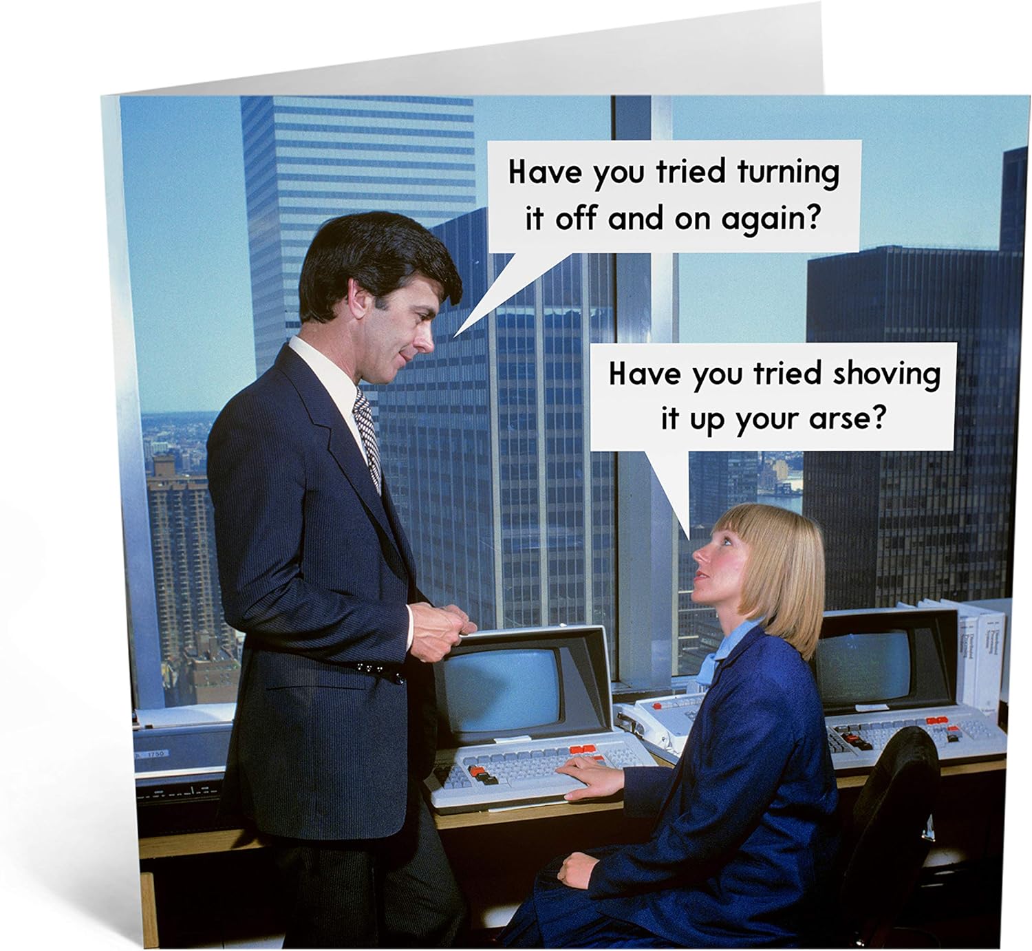 Humorous Birthday Card for Her, 'Have You Tried Turning it Off and On', For Mum Dad Sister Brother, Tech Support Joke