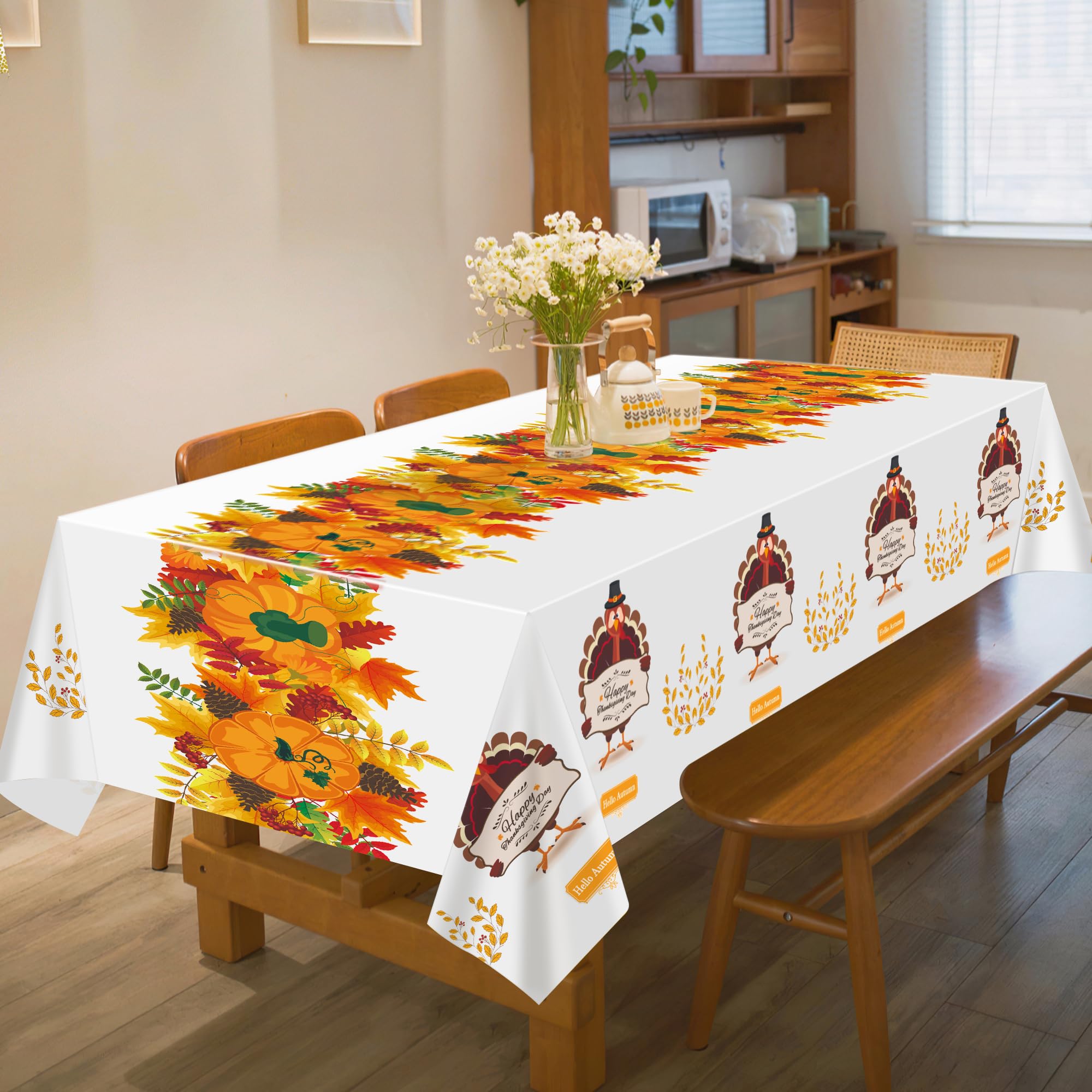 OHOME 3 Pack Thanksgiving Tablecloth Disposable - Fall Thanksgiving Party Supplies for Thanksgiving Table Decor | Friendsgiving Party Decorations | Thanksgiving Decorations 54