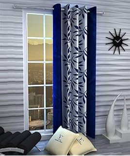Fashion String 1 Piece Window Curtain Set 5 Feet Long Blue