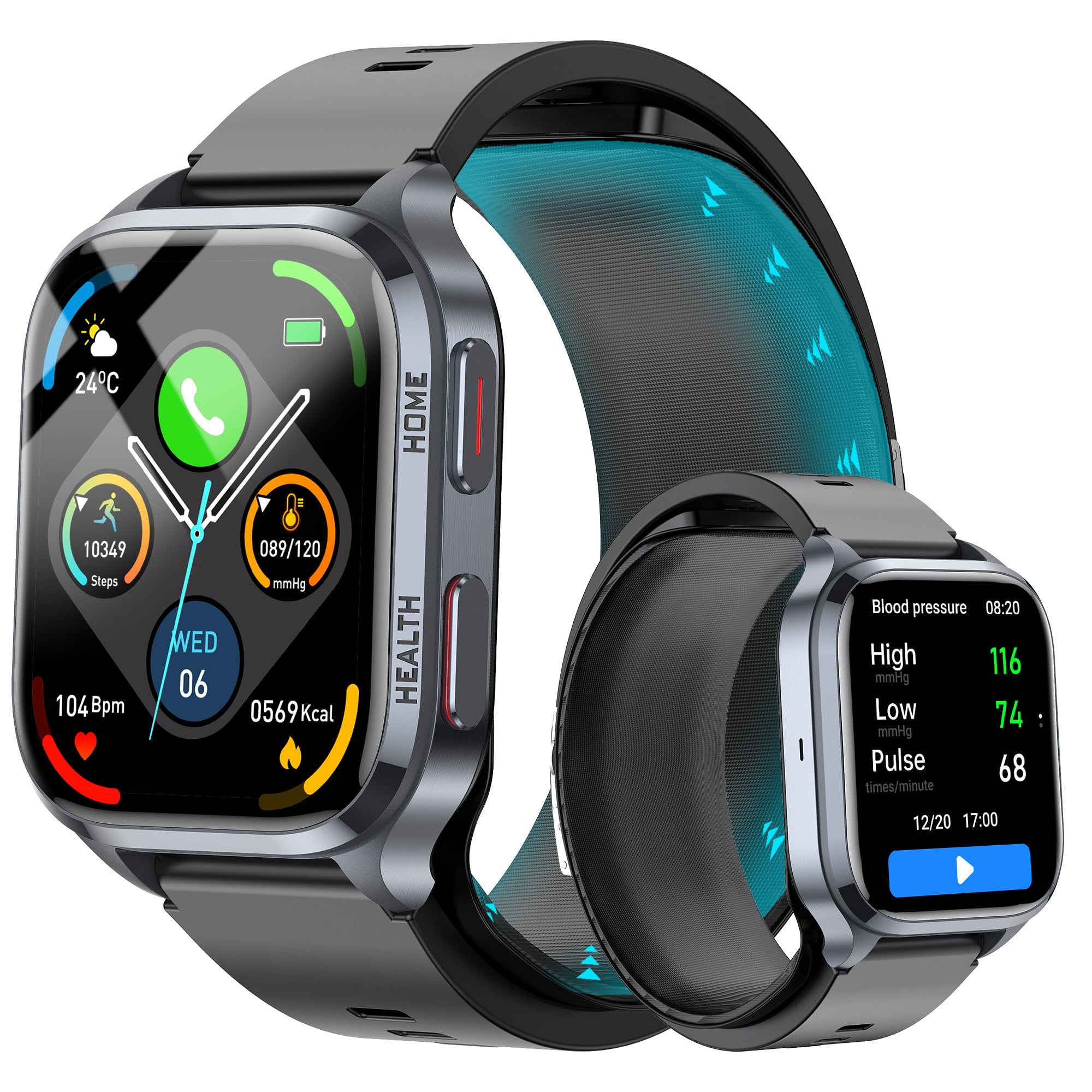 Photo 1 of hellibito Blood Pressure Smart Watch for Men Women with Air Bag Cuff,7 * 24 Health Monitor,Heart Rate,Blood Oxygen,Sleep Monitoring,Activity Tracker,Familiy Data Sharing,Bluetooth Call