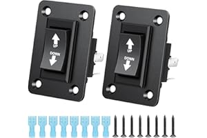 Linkstyle 2PCS Up Down Momentary Reverse Switch,12V 30A DPDT Polarity Reversing Rocker Switch with Mounting Plate, for RV Pow