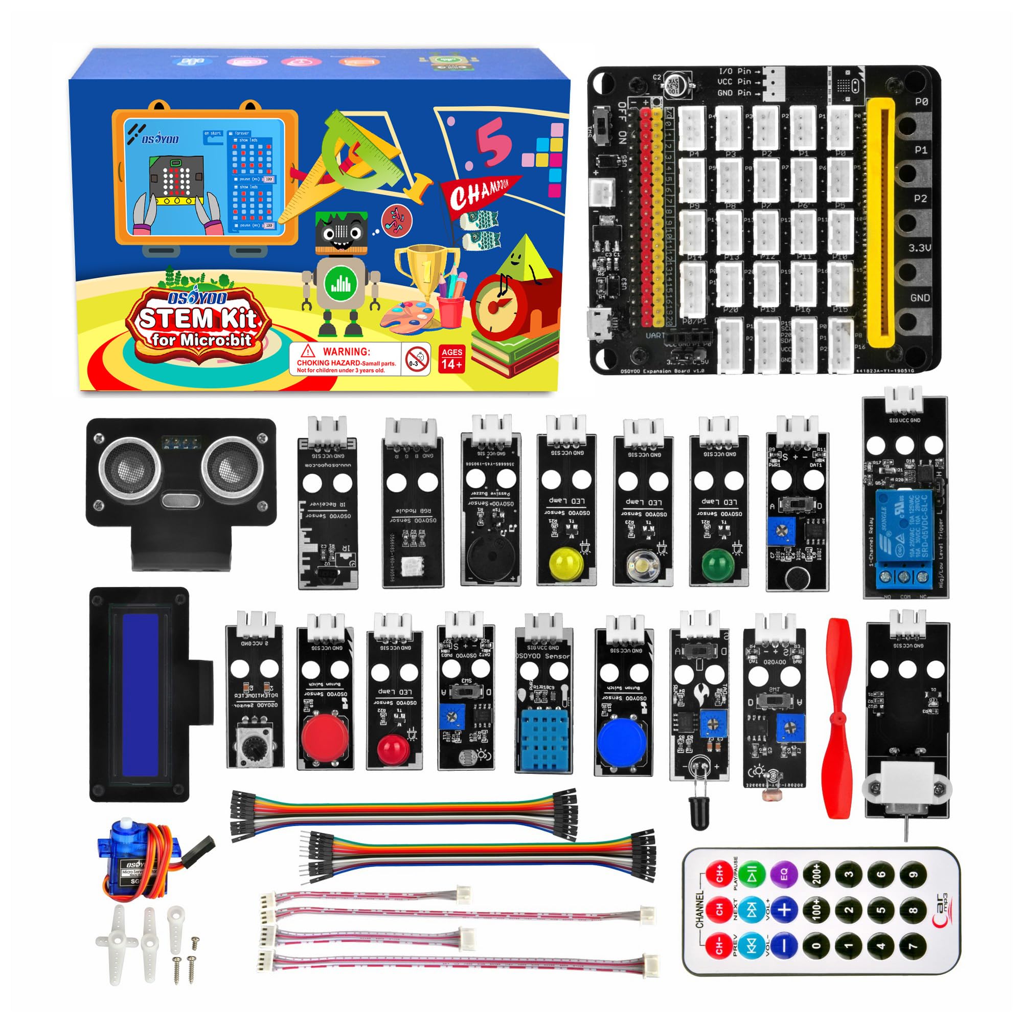 OSOYOO Starter Kit for BBC Micro:bit V2 V1.5 | STEM Coding & Electronics Learning Kit for Teenages & Beginners | Includes Plug & Play Development Board for Microbit, 20+ Sensors & Sample Projects