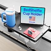 BedShelfie Bedside Shelf for Dorm Room - Dorm Essential 2.0, Black | Bunk Bed &amp; Top Bunk, College Dorm Room Essentials, Bedside Caddy, Clip on Floating Tray, Bed Side Table, Loft Nightstand