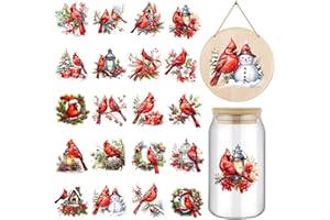 NANZHOO 20 Sheets Vintage Christmas Rub On Transfers for Crafts, Rub On Transfers for Furniture Wood Glass Porcelain Leather DIY Xmas Craft, Christmas Transfer Stickers Decals,3 * 3inch - Cardinal
