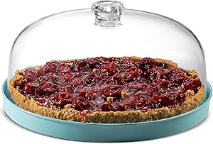 Godinger Cake Stand, Cake Plate Server with Dome, Fruit Platter, Metal Serving Tray and Shaterproof Acrylic Lid