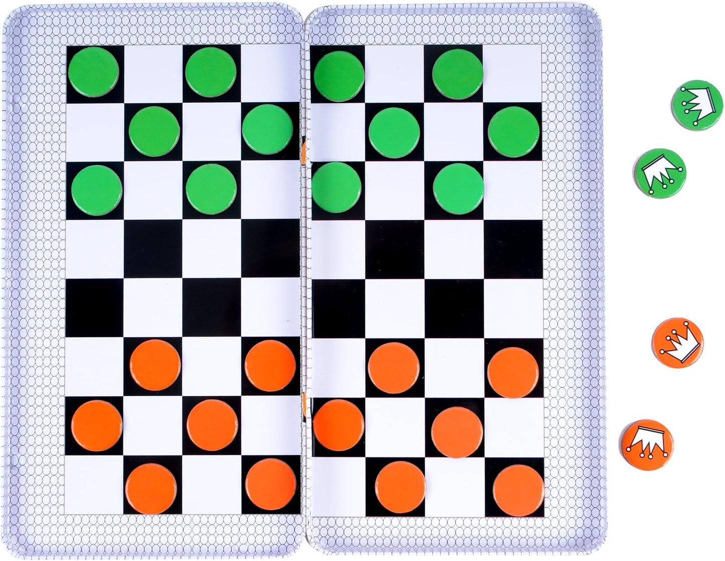 The Purple Cow PC797 Magnetic Game Box for kids and adults Checkers Travel, Green, pequeño - Image 3