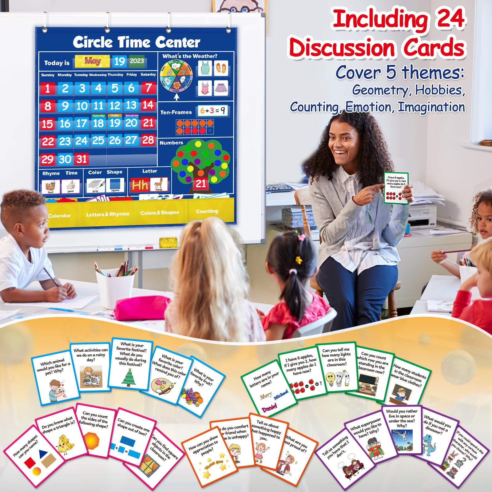 Mua Circle Learning Time Center Pocket Chart Calendar Set, Educational ...