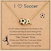 AULSIEY Initial A-Z Soccer Necklace for Girls Teens Women, Soccer Stuff Favors Christmas Birthday Jewelry for Her Lovers 17+2 Inches