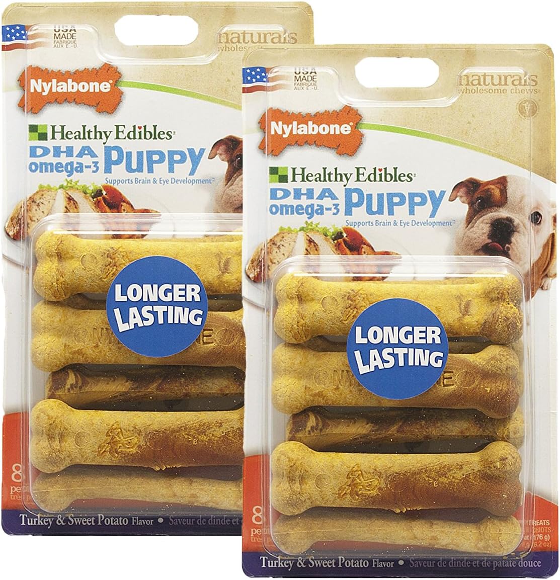 Nylabone Healthy Edibles Petite Turkey and Sweet Potato Flavored Dog Treat Bones, 16 Pack