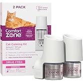 Comfort Zone Starter Kit: 2 Cat Calming Diffusers &amp; 2 Refills | Helps reduce cat stress, cat pheromones calming diffuser, cat calming diffuser refill, drug free, fragrance free